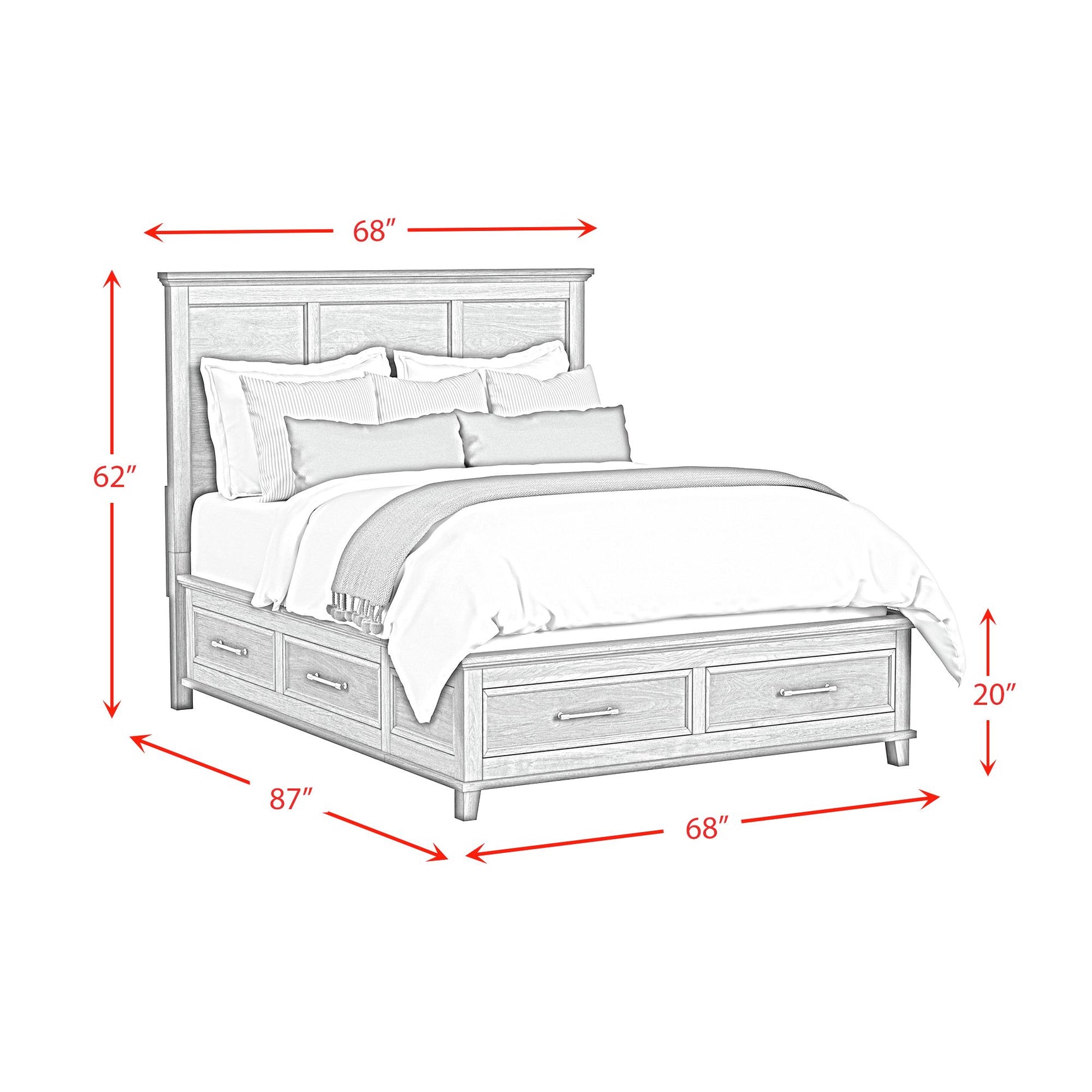 Canterbury Queen Storage Bed in Ivory - Tampa Furniture Outlet