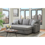 Caracas Sectional Sleeper Chofa with Pull Bed, Drop Table & USB in Palmer Grey - Tampa Furniture Outlet
