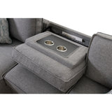 Caracas Sectional Sleeper Chofa with Pull Bed, Drop Table & USB in Palmer Grey - Tampa Furniture Outlet