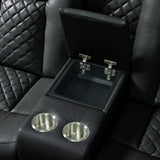 Carlo Power Motion Loveseat with Power Headrest, Console and LED in Pebble Black - Tampa Furniture Outlet