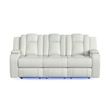 Carlo Power Motion Sofa with Power Headrest, Dropdown Table, Power strip, led and reading light in Pebble Oyster - Tampa Furniture Outlet