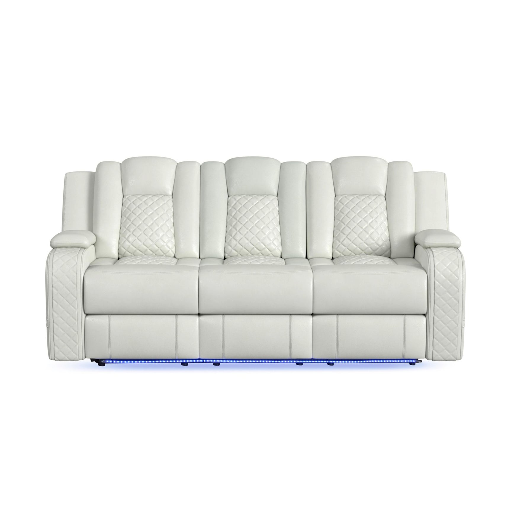 Carlo Power Motion Sofa with Power Headrest, Dropdown Table, Power strip, led and reading light in Pebble Oyster - Tampa Furniture Outlet