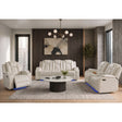 Carlo Power Motion Loveseat with Power Headrest, Console and LED in Pebble Oyster – SKU U-8900-8205-285PP | Elements