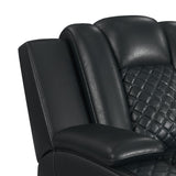Carlo Power Motion Loveseat with Power Headrest, Console and LED in Pebble Black - Tampa Furniture Outlet