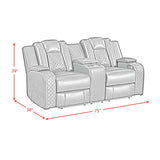 Carlo Power Motion Loveseat with Power Headrest, Console and LED in Pebble Oyster - Tampa Furniture Outlet
