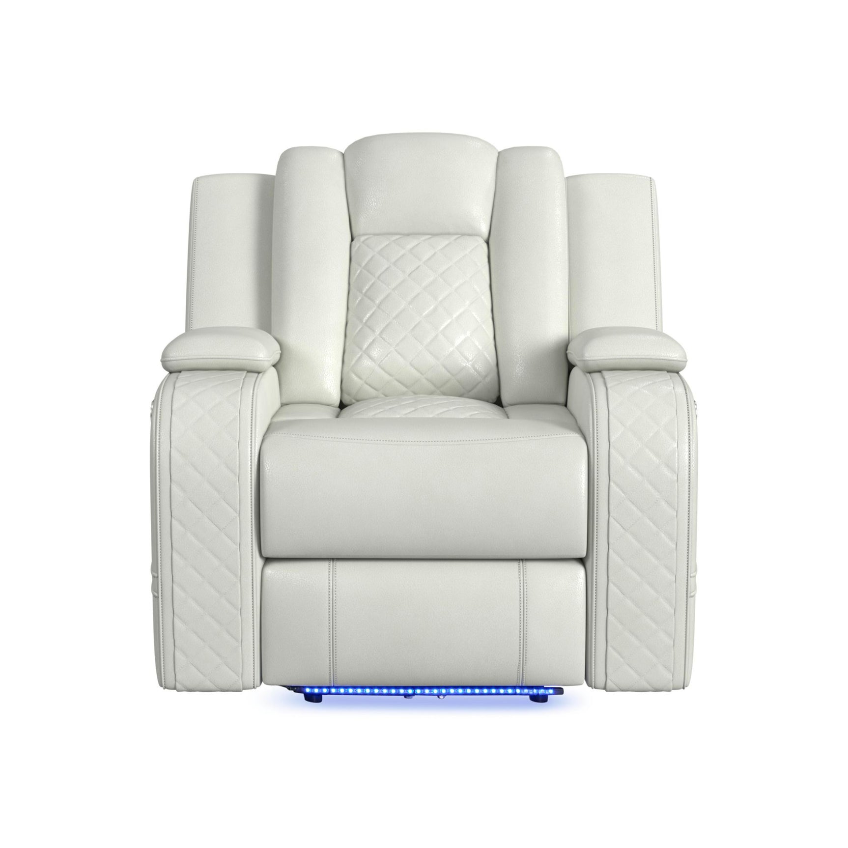 Carlo Power Motion Recliner with Power Headrest, LED in Pebble Oyster - Tampa Furniture Outlet