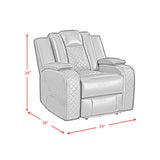 Carlo Power Motion Recliner with Power Headrest, LED in Pebble Oyster - Tampa Furniture Outlet
