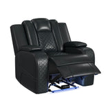 Carlo Power Motion Recliner with Power Headrest, LED in Pebble Black - Tampa Furniture Outlet