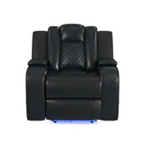 Carlo Power Motion Recliner with Power Headrest, LED in Pebble Black - Tampa Furniture Outlet