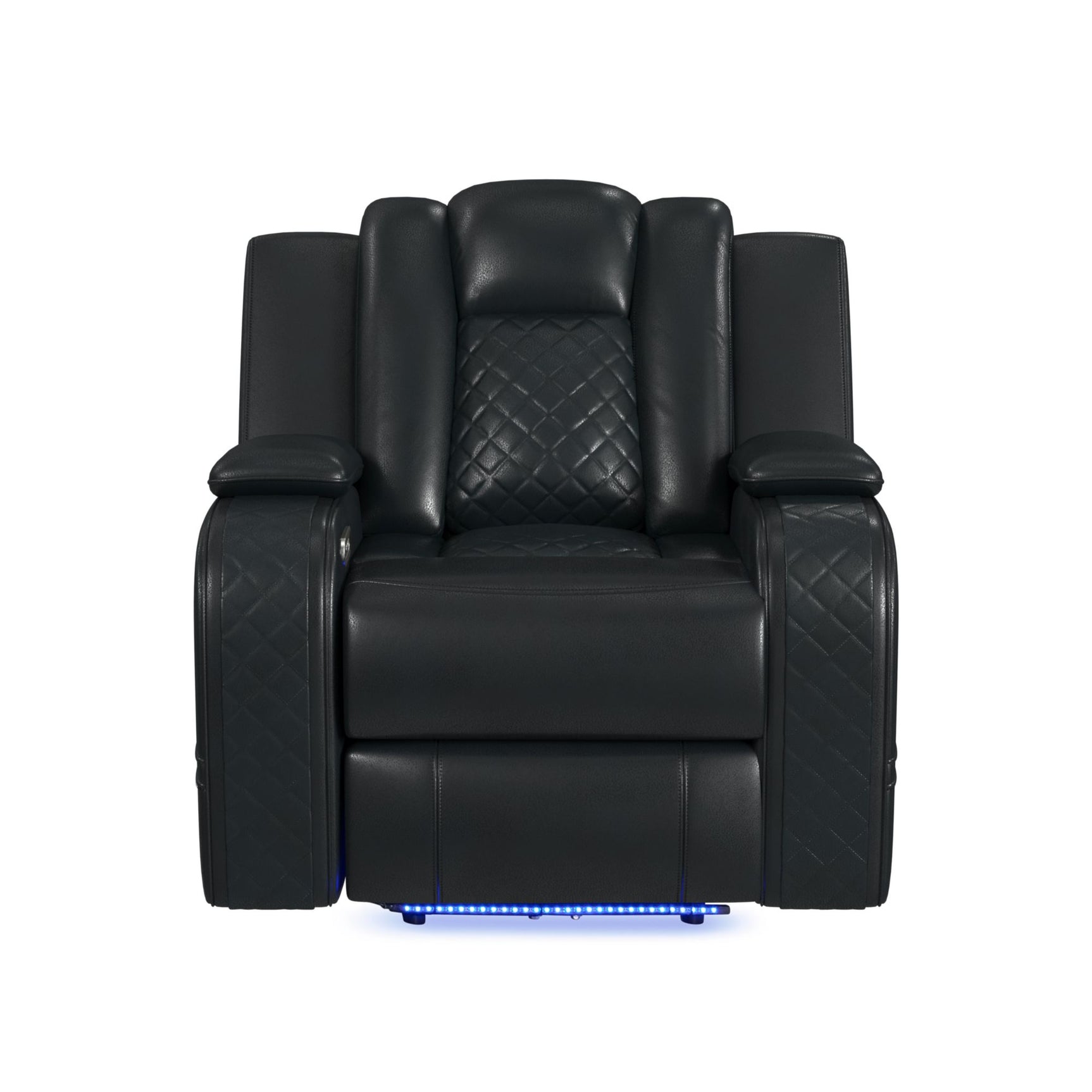 Carlo Power Motion Recliner with Power Headrest, LED in Pebble Black - Tampa Furniture Outlet