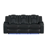 Carlo Power Motion Sofa with Power Headrest, Dropdown Table, Power strip, led and reading light in Pebble Black - Tampa Furniture Outlet
