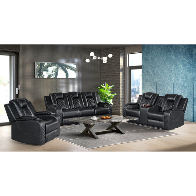 Carlo Power Motion Recliner with Power Headrest, LED in Pebble Black – SKU U-8900-8206-105PP | Elements