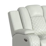 Carlo Power Motion Loveseat with Power Headrest, Console and LED in Pebble Oyster