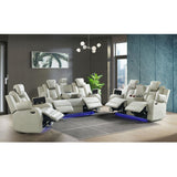Carlo Power Motion Loveseat with Power Headrest, Console and LED in Pebble Oyster - Tampa Furniture Outlet