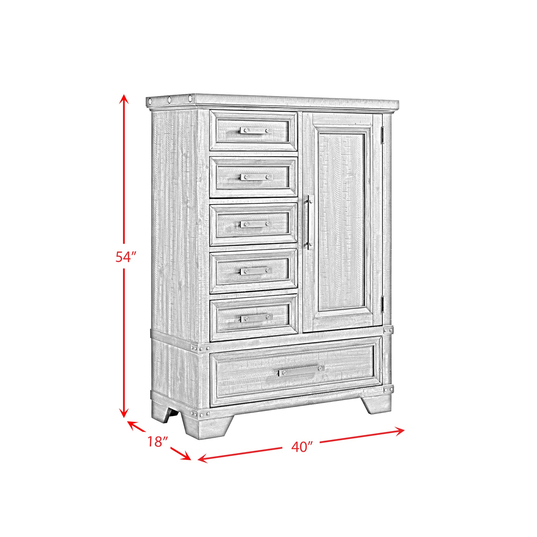 Colorado City 6-Drawer Door Chest in Charcoal - Tampa Furniture Outlet