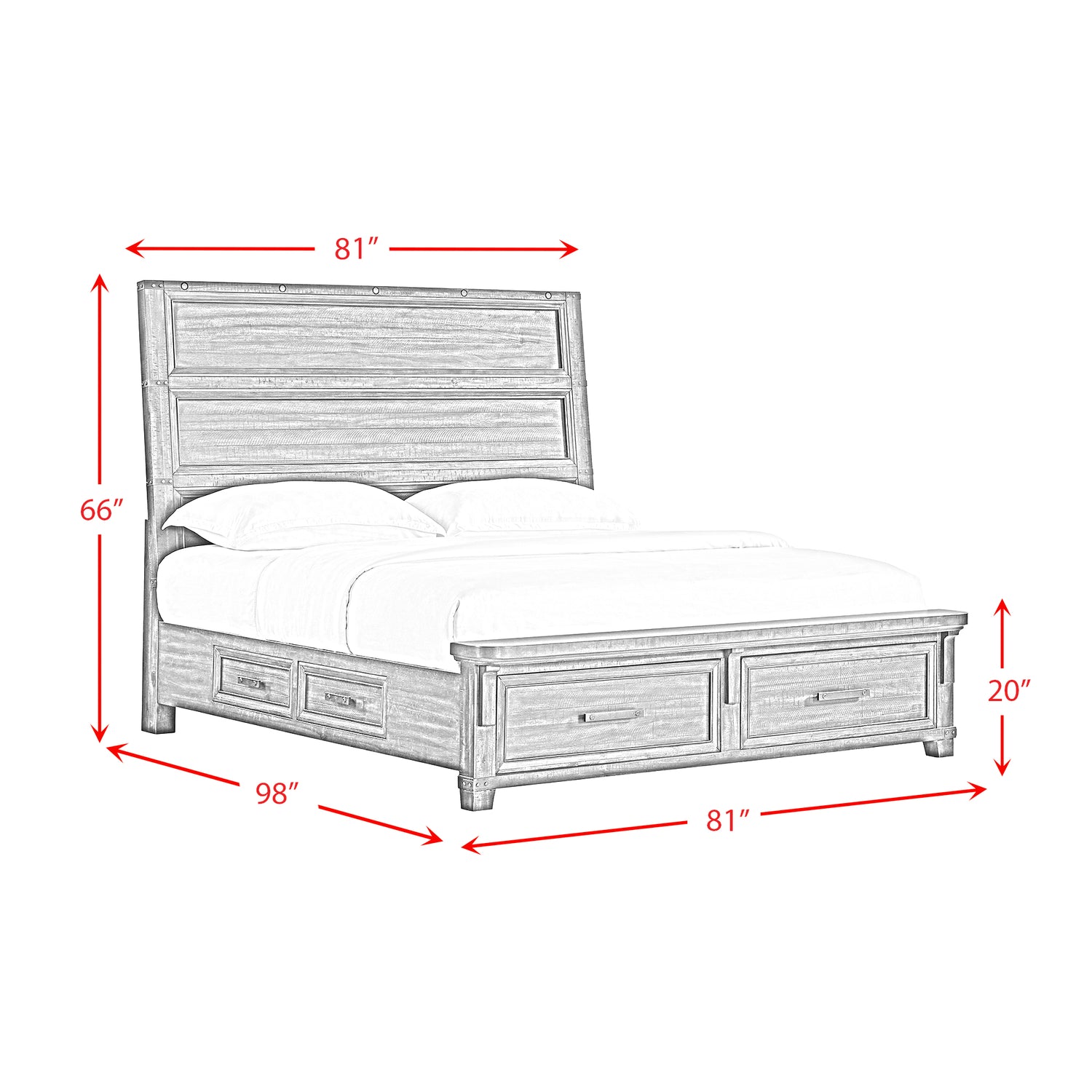 Colorado City King Storage Bed in Charcoal - Tampa Furniture Outlet