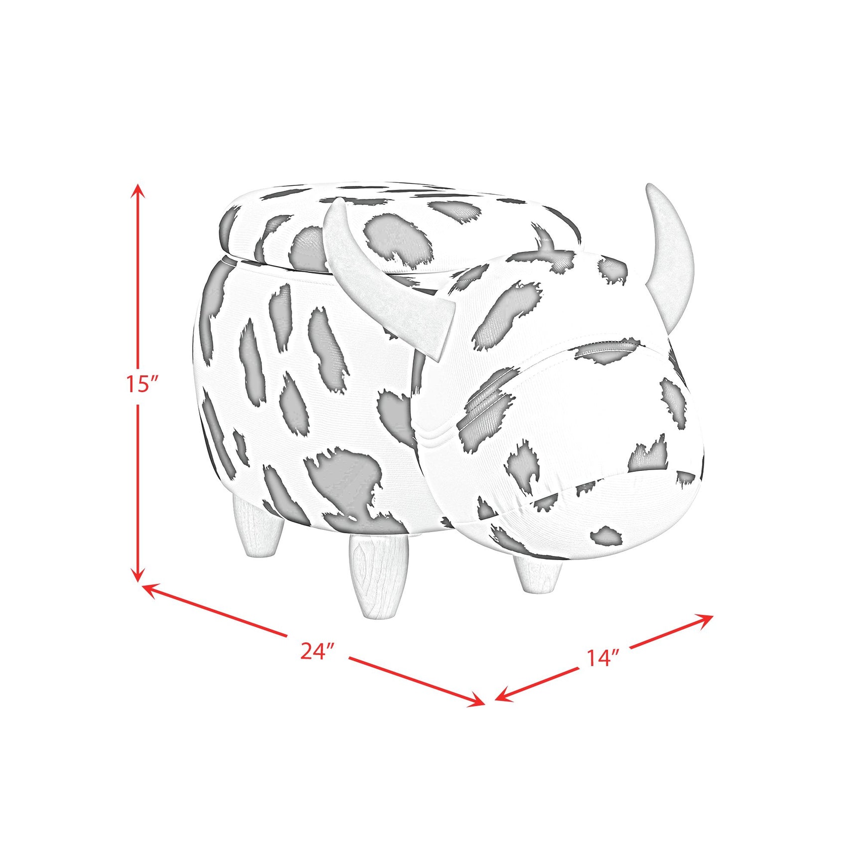 Cow Storage Stool in White and Black - Tampa Furniture Outlet