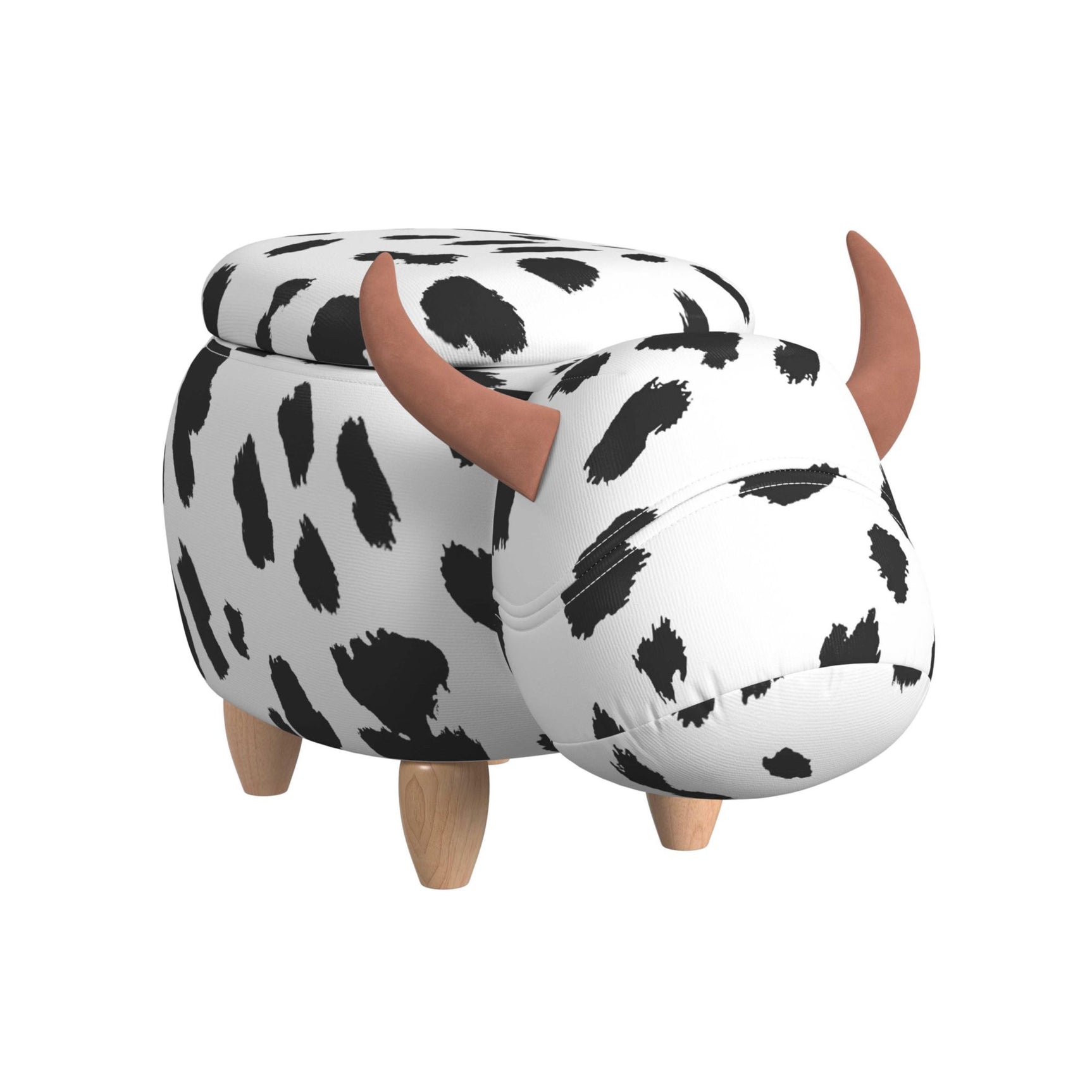 Cow Storage Stool in White and Black - Tampa Furniture Outlet