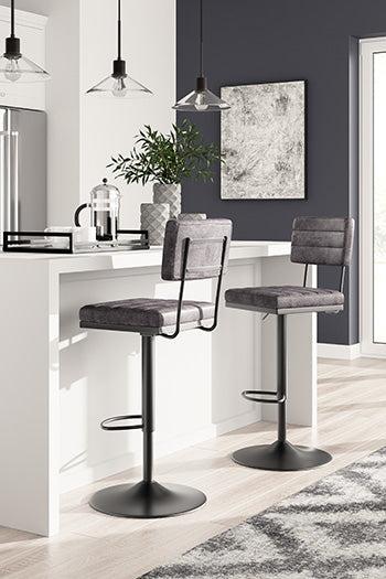 Tampa Furniture Outlet - Ashley Furniture - Strumford Dining Room - Bar Height Bar Stool (Set of 2) / Gray/Black - D119-630X2
