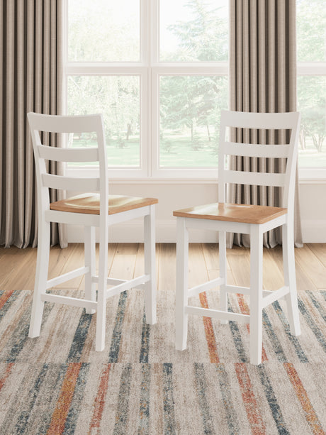 Tampa Furniture Outlet - Ashley Furniture - Gesthaven Dining Room - Counter Height Barstool (Set of 2) / Natural/White - D398-124X2