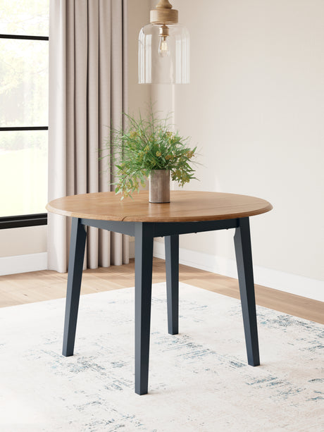 Tampa Furniture Outlet - Ashley Furniture - Gesthaven Dining Room - Round DRM Drop Leaf Table / Natural/Blue - D399-15
