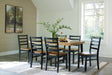 Tampa Furniture Outlet - Ashley Furniture - Blondon Dining Room - RECT DRM Table Set (7/CN) / Brown/Black - D413-425