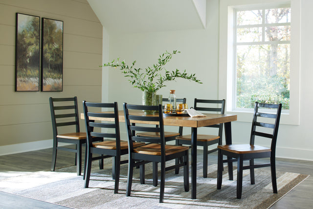Tampa Furniture Outlet - Ashley Furniture - Blondon Dining Room - RECT DRM Table Set (7/CN) / Brown/Black - D413-425