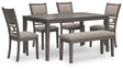 Tampa Furniture Outlet - Ashley Furniture - Wrenning Dining Room - Dining Room Table Set (6/CN) / Gray - D425-325