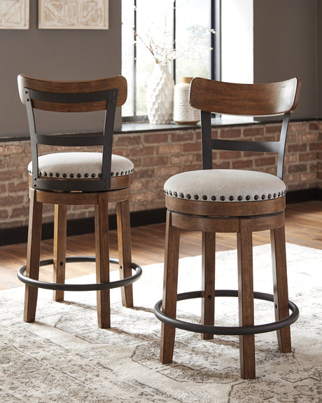 Tampa Furniture Outlet - Ashley Furniture - Valebeck Dining Room - UPH Swivel Barstool (1/CN) / Brown - D546-424