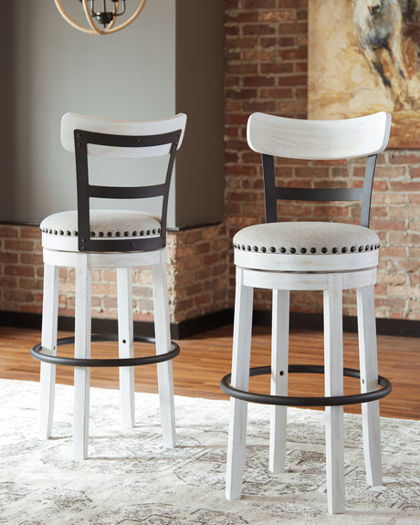 Tampa Furniture Outlet - Ashley Furniture - Valebeck Dining Room - Tall UPH Swivel Barstool(1/CN) / White - D546-530