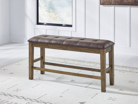 Tampa Furniture Outlet - Ashley Furniture - Urbinforte Dining Room - DBL Counter UPH Bench (1/CN) / Light Brown - PCD592-09