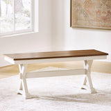 Tampa Furniture Outlet - Ashley Furniture - Brinfern Dining Room - Large Dining Room Bench / Brown/Antique White / 48"W x 16"D x 19"H - PCD628-00