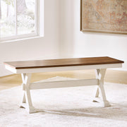 Tampa Furniture Outlet - Ashley Furniture - Brinfern Dining Room - Large Dining Room Bench / Brown/Antique White / 48"W x 16"D x 19"H - PCD628-00