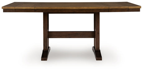 Tampa Furniture Outlet - Ashley Furniture - Rylandeen Dining Room - RECT DRM Counter EXT Table / Light Brown/Dark Brown / 86"W x 42"D x 36"H - PCD651-32