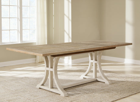 Tampa Furniture Outlet - Ashley Furniture - Shaybrock Dining Room - RECT Dining Room EXT Table / Antique White/Brown - D683-35
