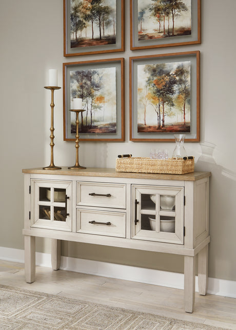 Tampa Furniture Outlet - Ashley Furniture - Shaybrock Dining Room - Dining Room Server / Antique White/Brown - D683-60