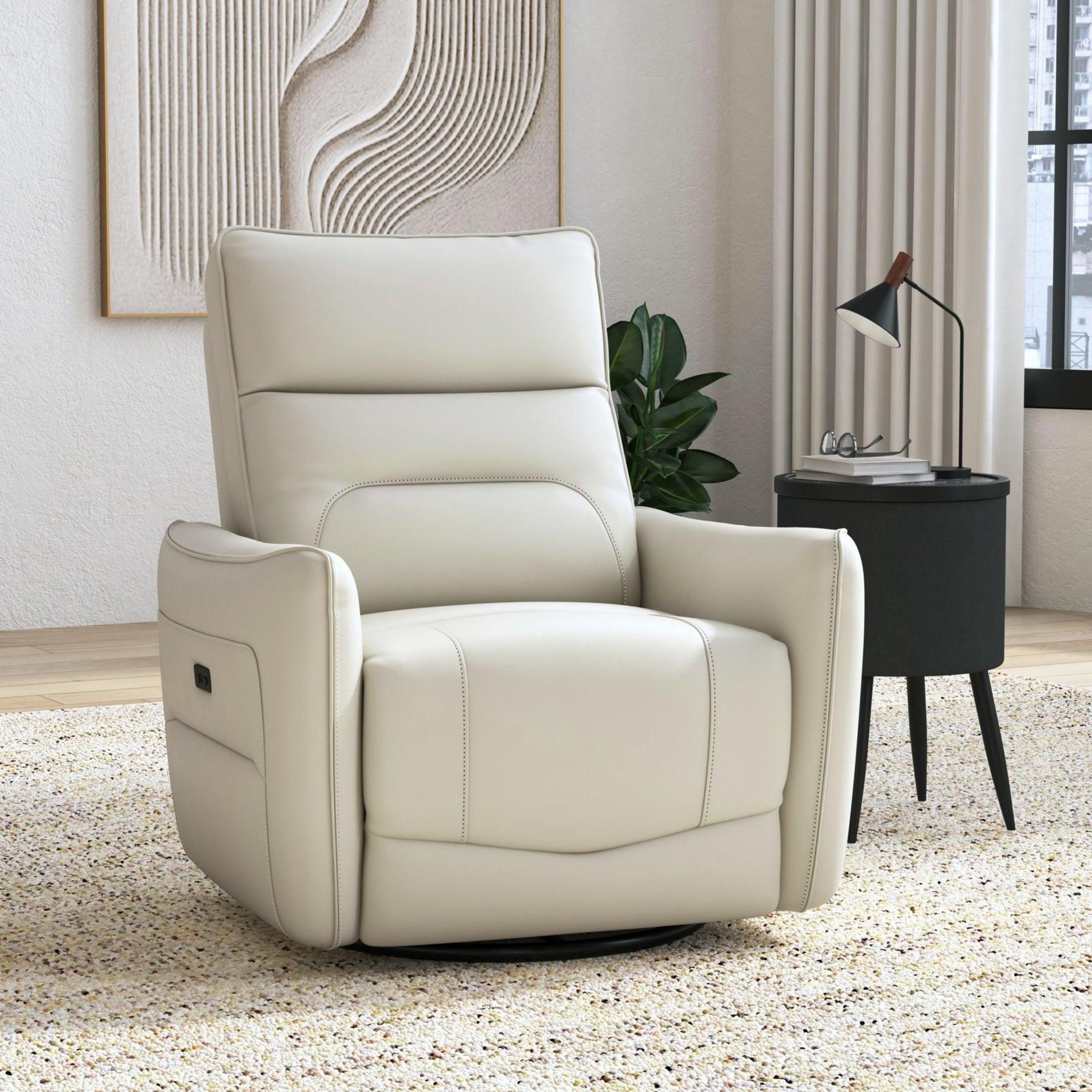 Deco P1 Recliner with Glider and Swivel in Del Mar Cream – SKU U-19070-4614-107P | Elements