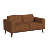 Destiny Loveseat with Wood Front in Pebble Tan - Tampa Furniture Outlet
