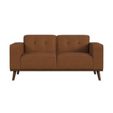 Destiny Loveseat with Wood Front in Pebble Tan - Tampa Furniture Outlet