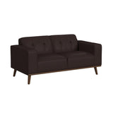 Destiny Loveseat with Wood Front in Pebble Brown - Tampa Furniture Outlet