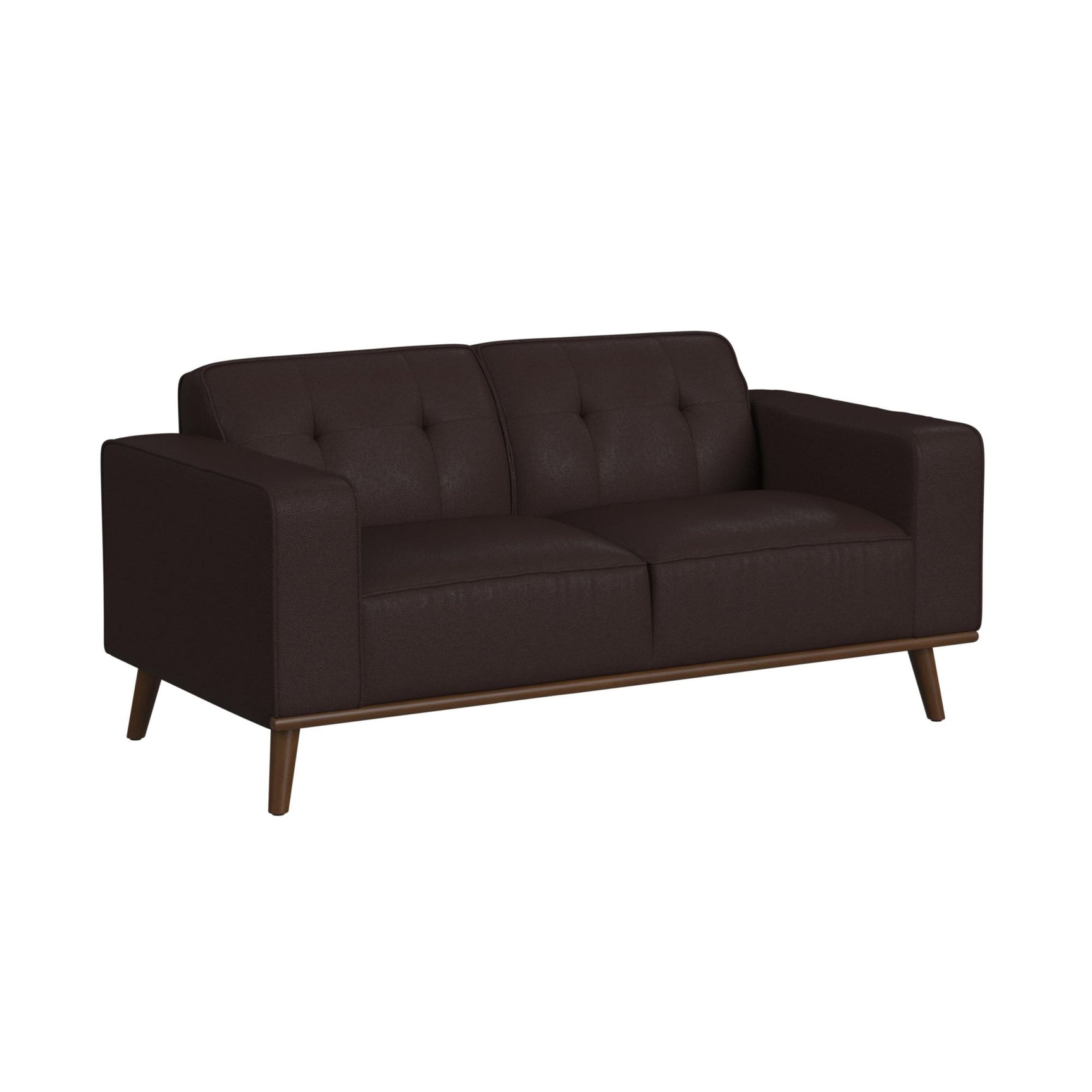 Destiny Loveseat with Wood Front in Pebble Brown - Tampa Furniture Outlet