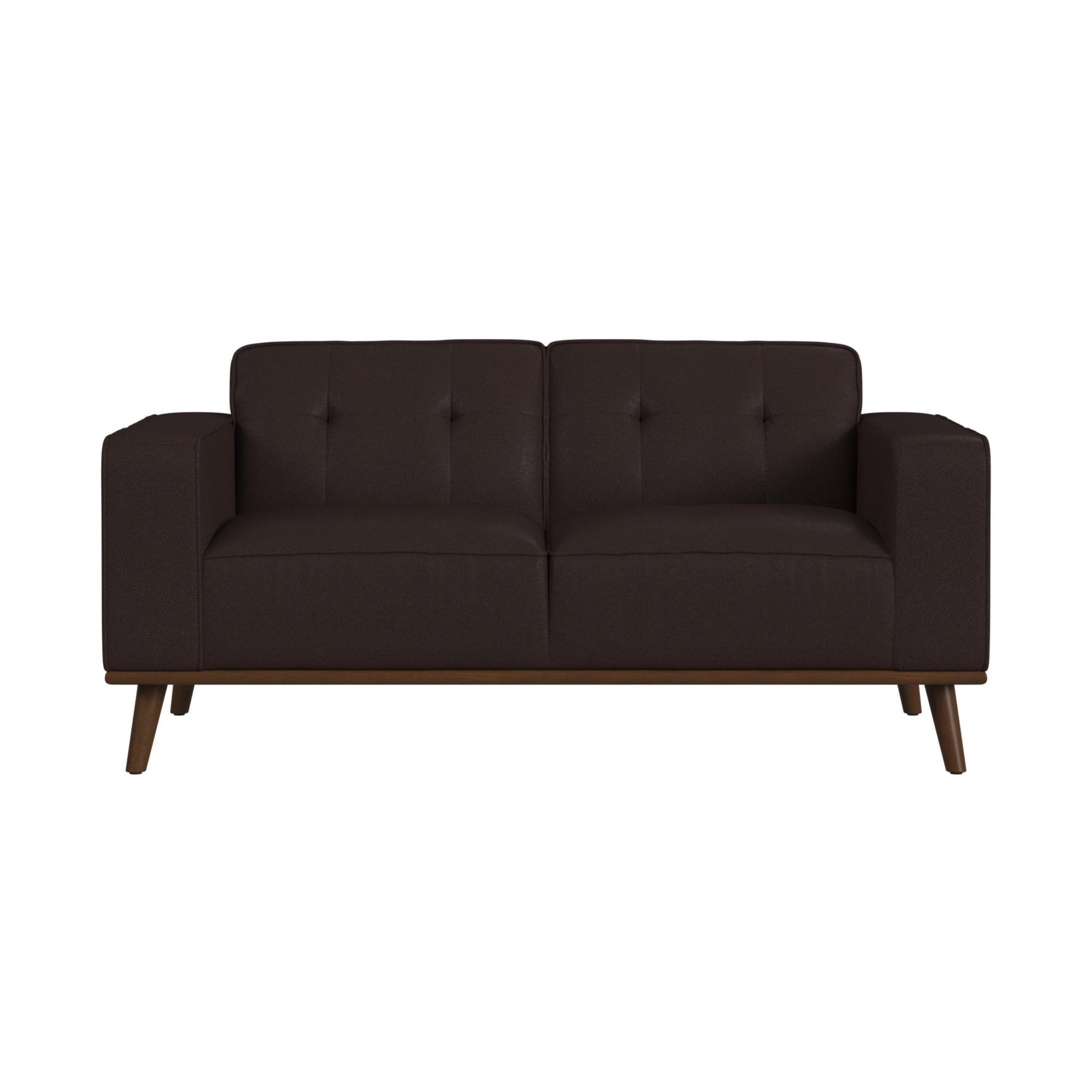 Destiny Loveseat with Wood Front in Pebble Brown - Tampa Furniture Outlet