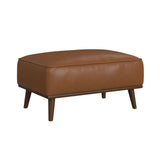 Destiny Ottoman with Wood Base in Pebble Tan - Tampa Furniture Outlet