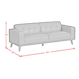 Destiny Sofa with Wood Front in Pebble Brown - Tampa Furniture Outlet