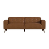 Destiny Sofa with Wood Front in Pebble Tan - Tampa Furniture Outlet