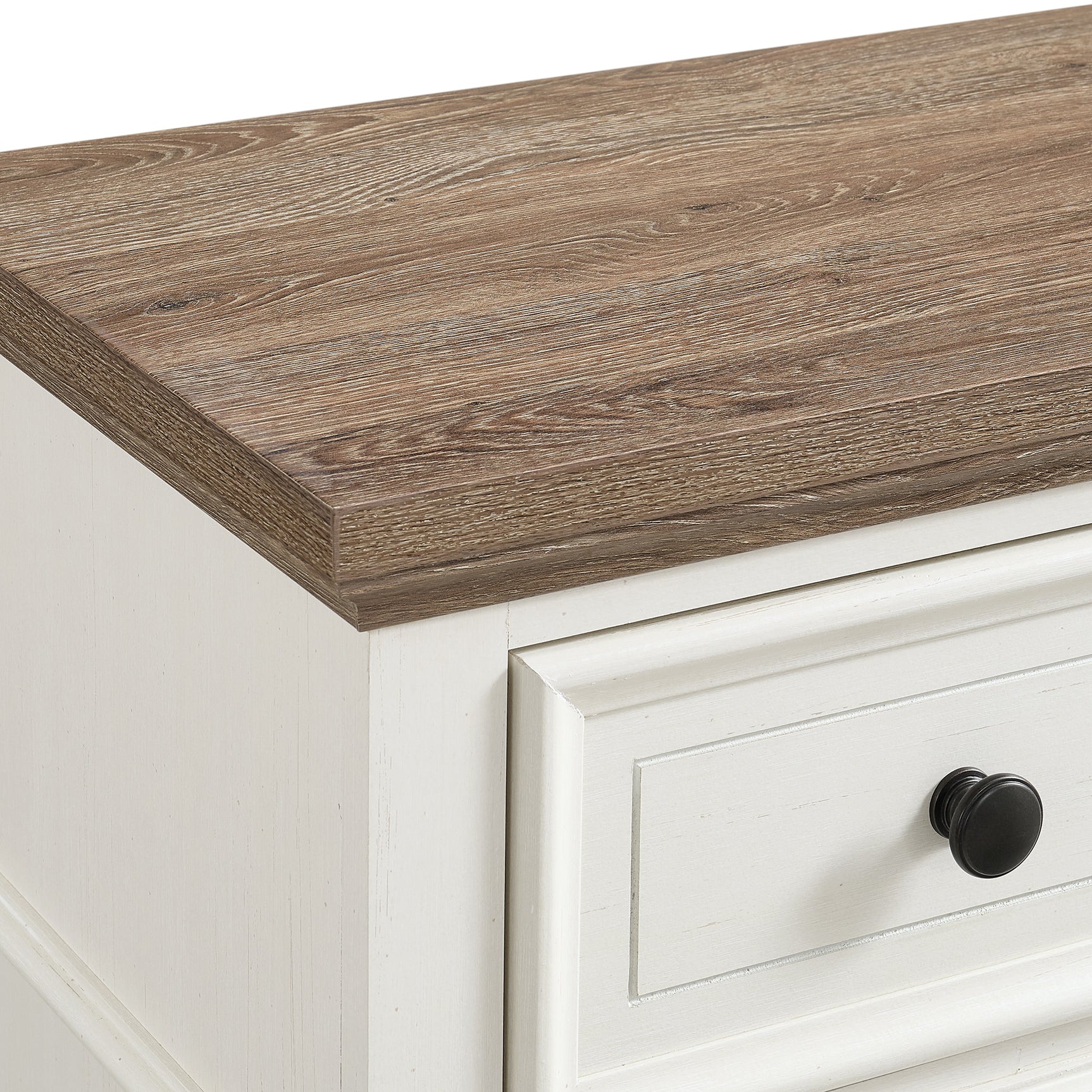 Eastwood Youth Dresser and Mirror Set in Brown and Off-White