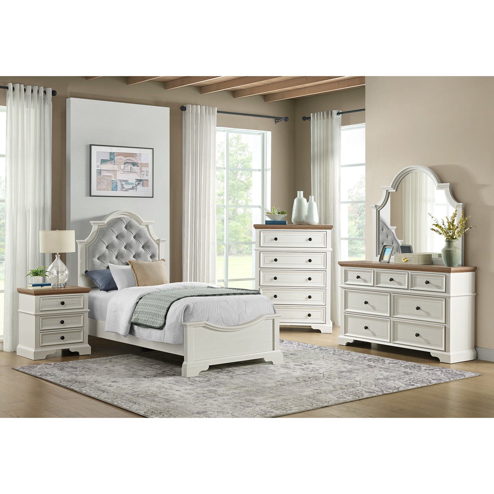 Eastwood Youth 5-Drawer Chest in Brown and Off-White - Tampa Furniture Outlet