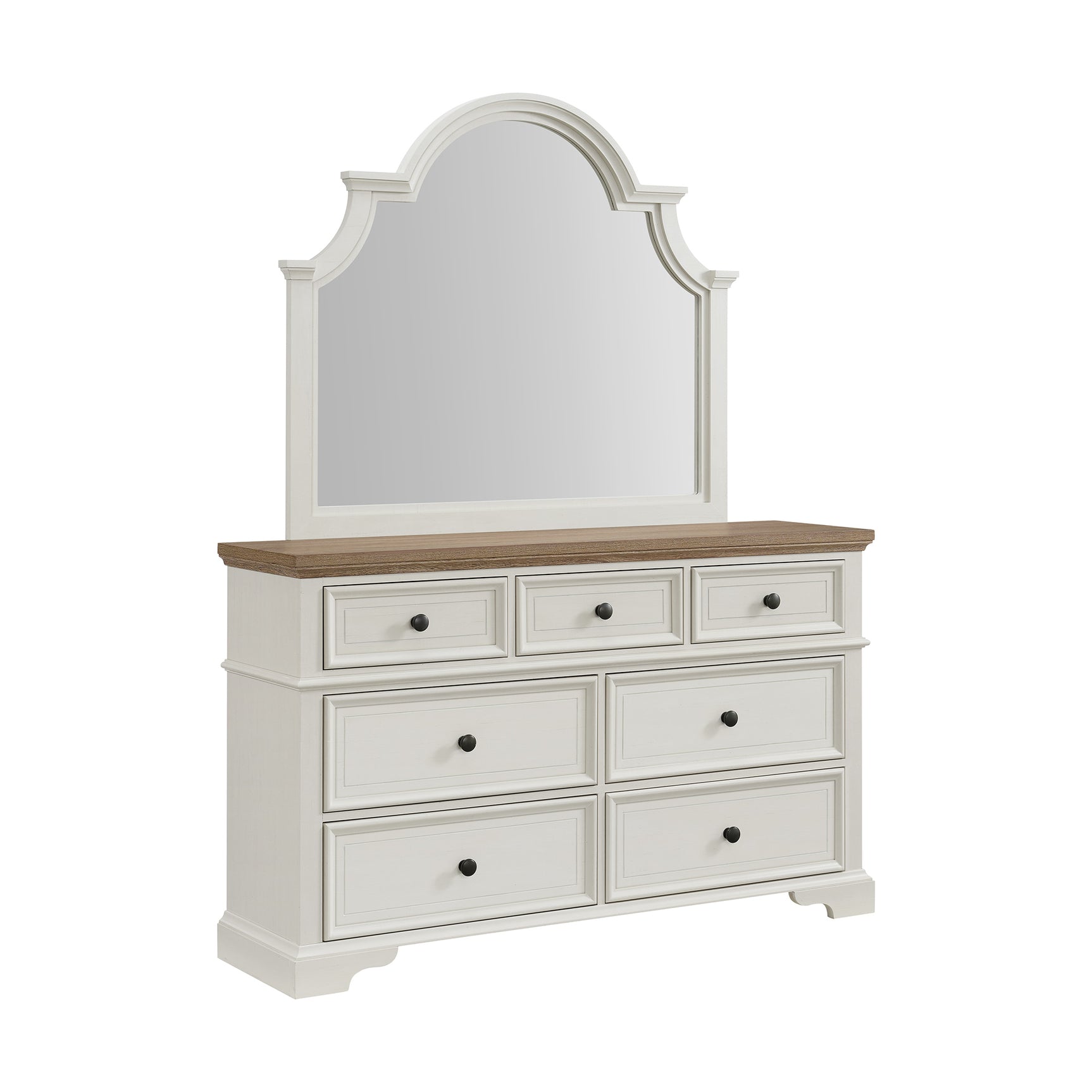 Eastwood Youth Dresser and Mirror Set in Brown and Off-White - Tampa Furniture Outlet