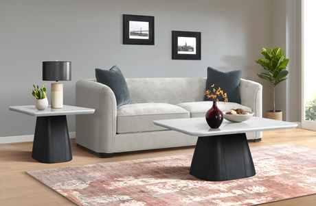 Edison End Table Top in White Faux Marble – SKU T-9130-7-ETT | Elements