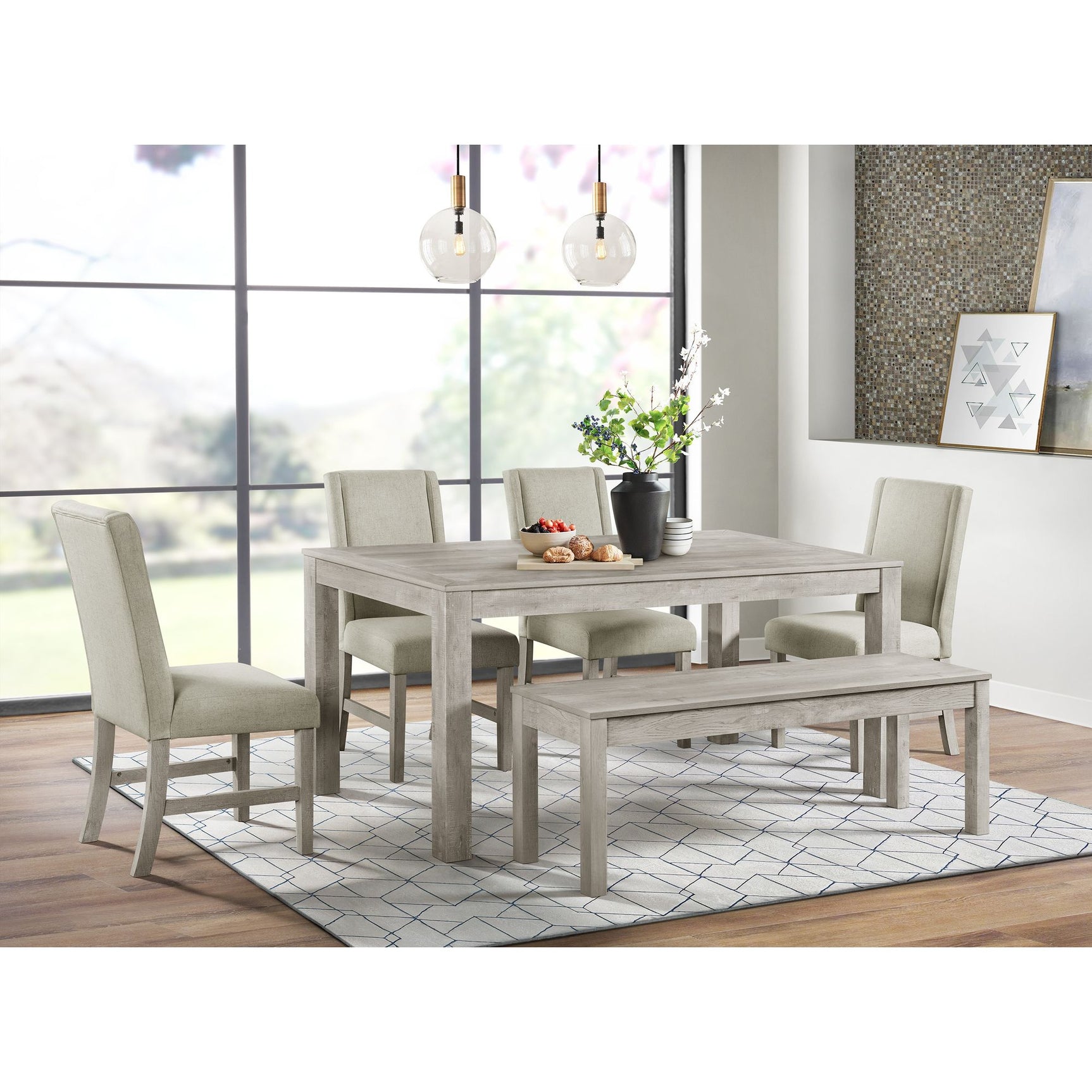 Eleanor Rectangular Dining Table in White – SKU D-6460-3-DT | Elements